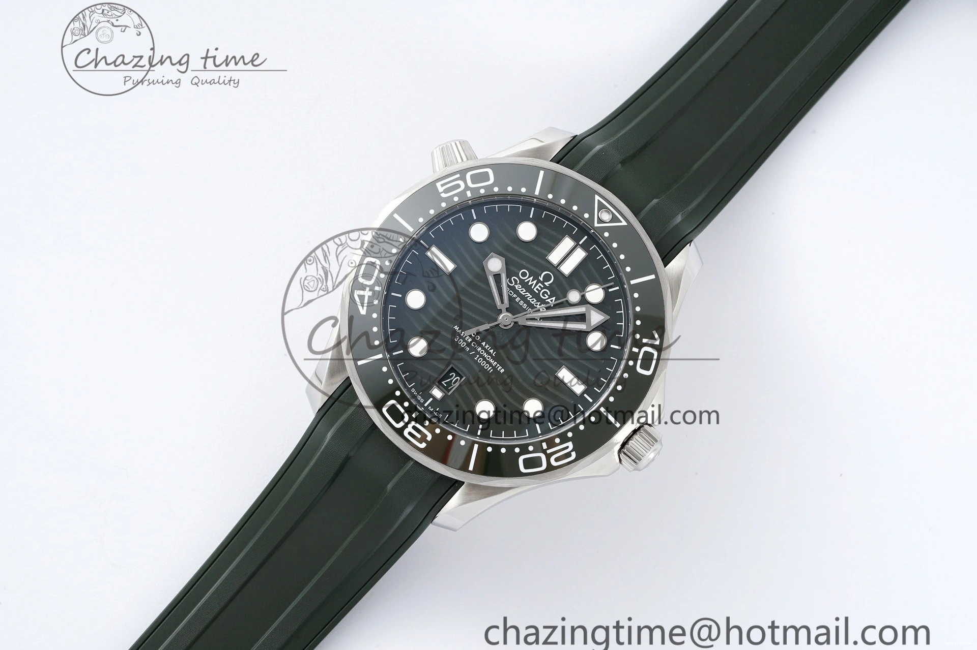 0316 Seamaster Diver 300M ZF 1:1 Best Edition Green Ceramic Green Dial on Green Rubber Strap A TravelReady 7823